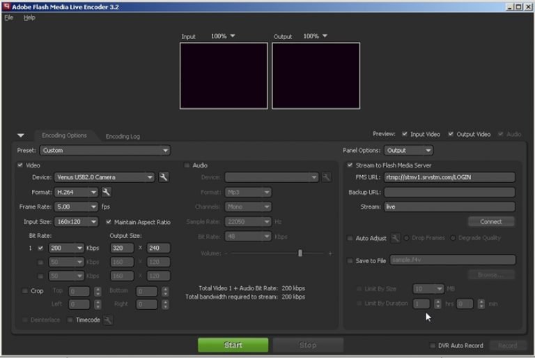 Adobe flash media live encoder настройка